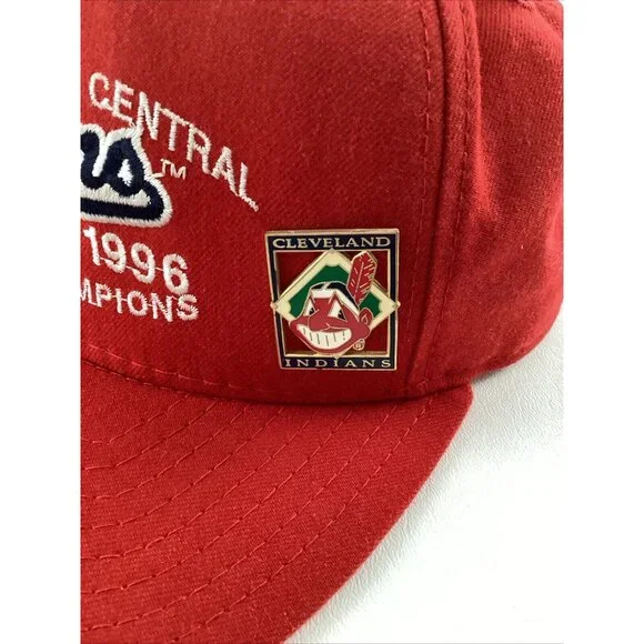 Vintage 1996 Cleveland Indians American League Champions Snap Back Hat Pins Lot